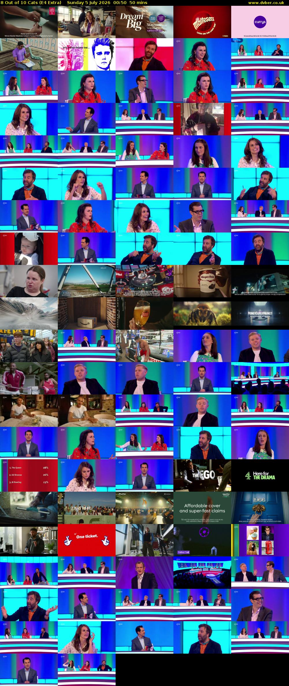 8 Out of 10 Cats (E4 Extra) Sunday 5 July 2026 00:50 - 01:40