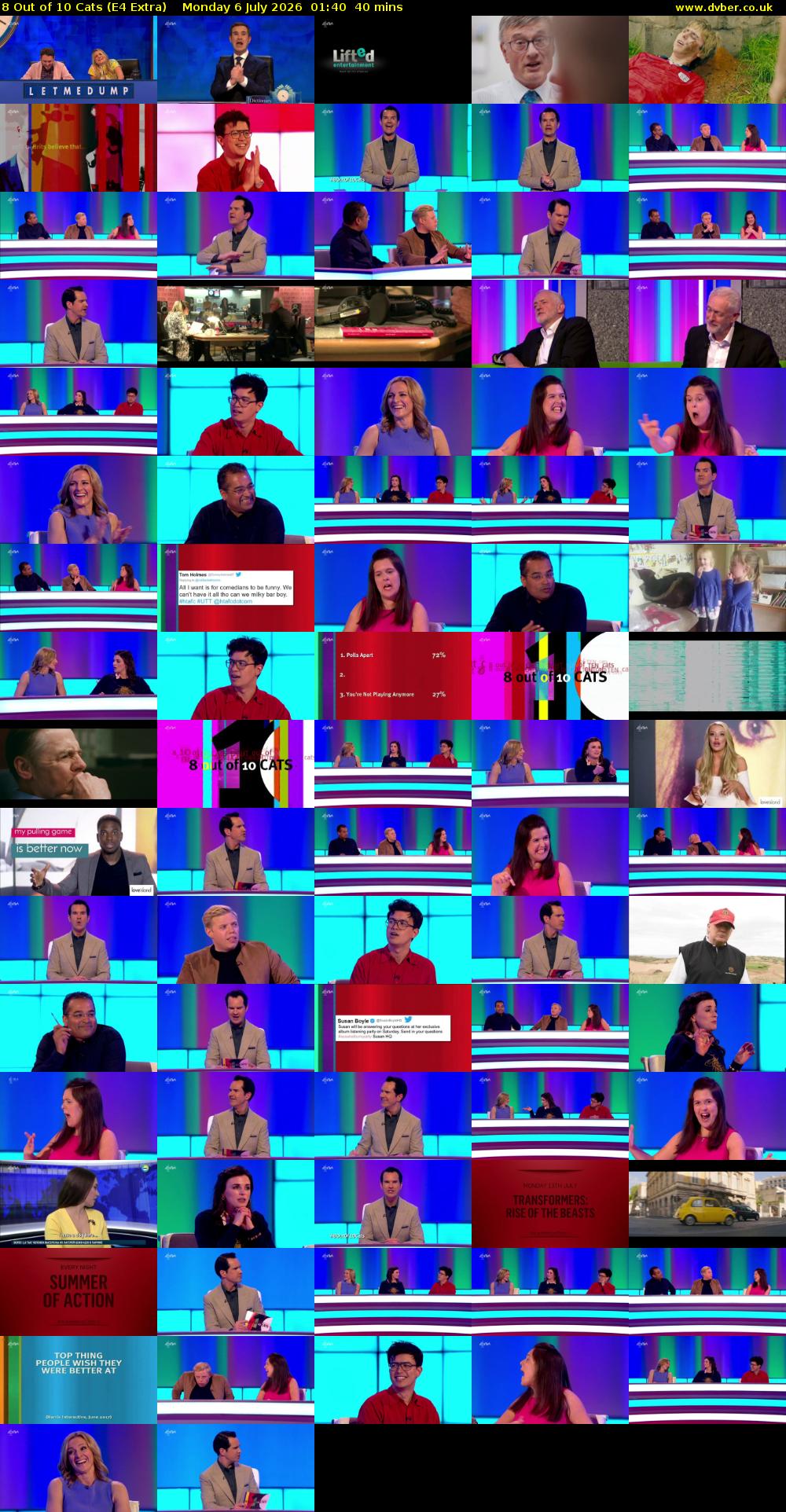 8 Out of 10 Cats (E4 Extra) Monday 6 July 2026 01:40 - 02:20