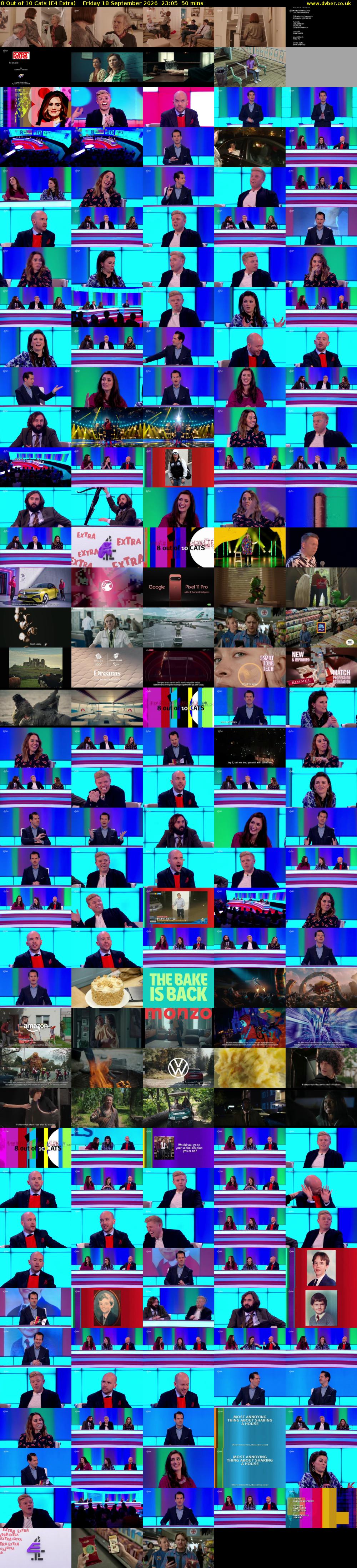 8 Out of 10 Cats (E4 Extra) Friday 18 September 2026 23:05 - 23:55