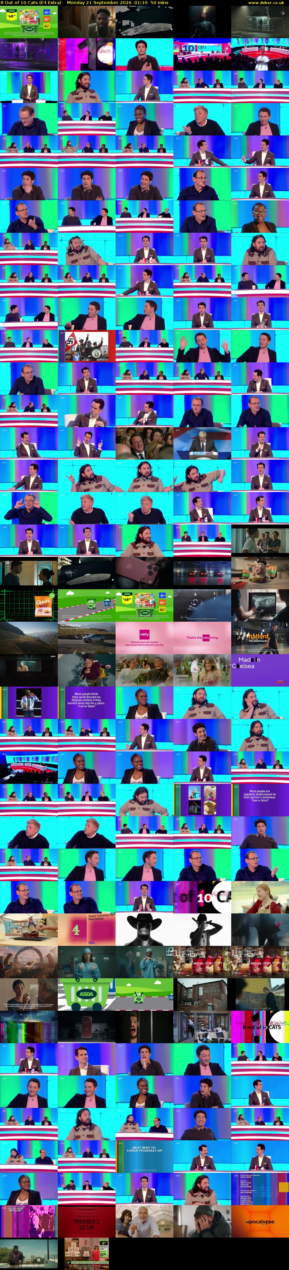 8 Out of 10 Cats (E4 Extra) Monday 21 September 2026 01:10 - 02:00