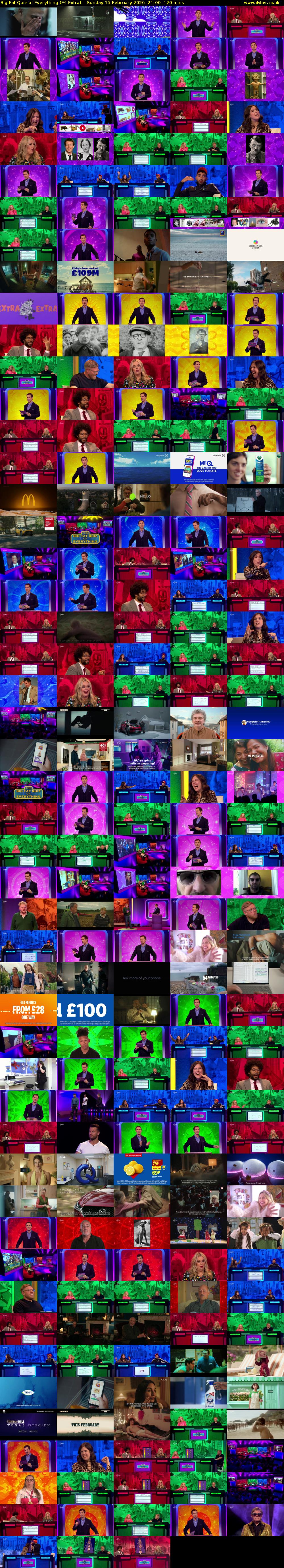 Big Fat Quiz of Everything (E4 Extra) Sunday 15 February 2026 21:00 - 23:00