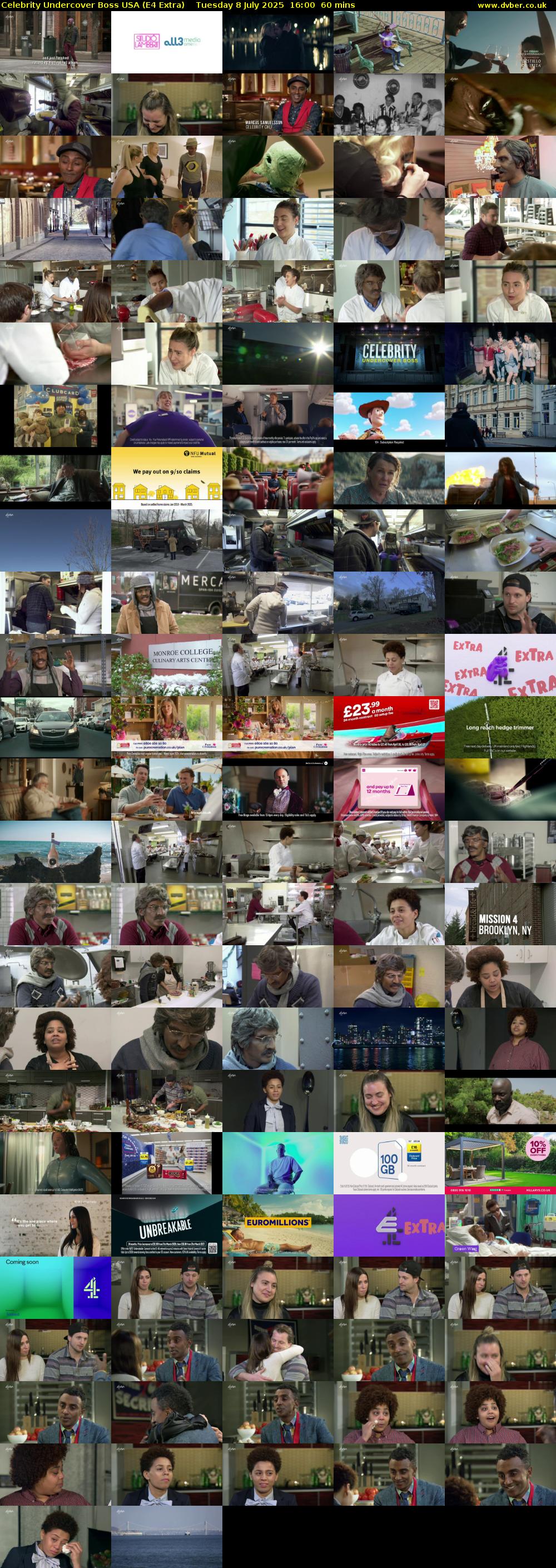Celebrity Undercover Boss USA (E4 Extra) Tuesday 8 July 2025 16:00 - 17:00