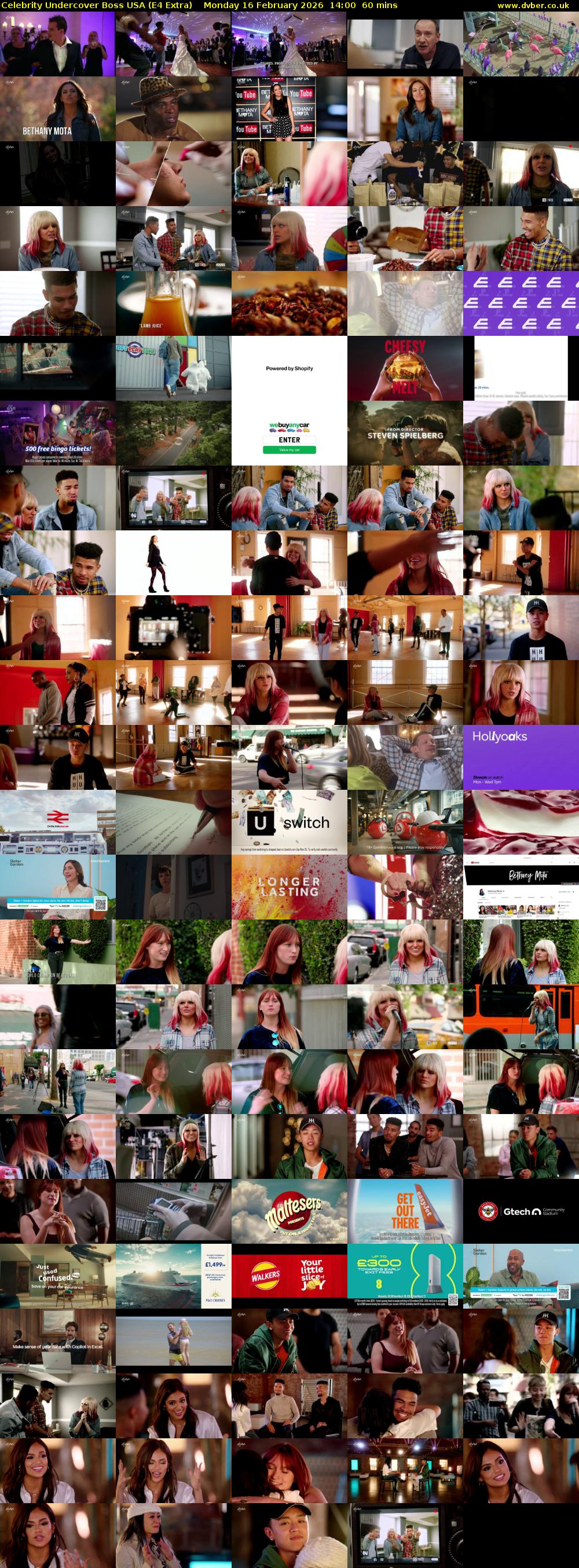 Celebrity Undercover Boss USA (E4 Extra) Monday 16 February 2026 14:00 - 15:00