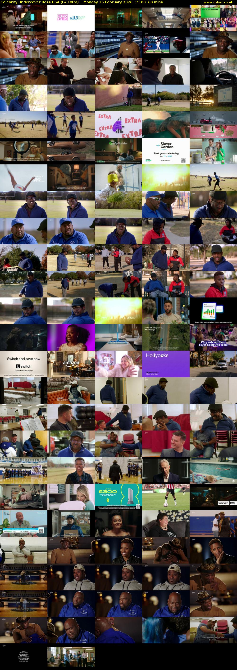 Celebrity Undercover Boss USA (E4 Extra) Monday 16 February 2026 15:00 - 16:00