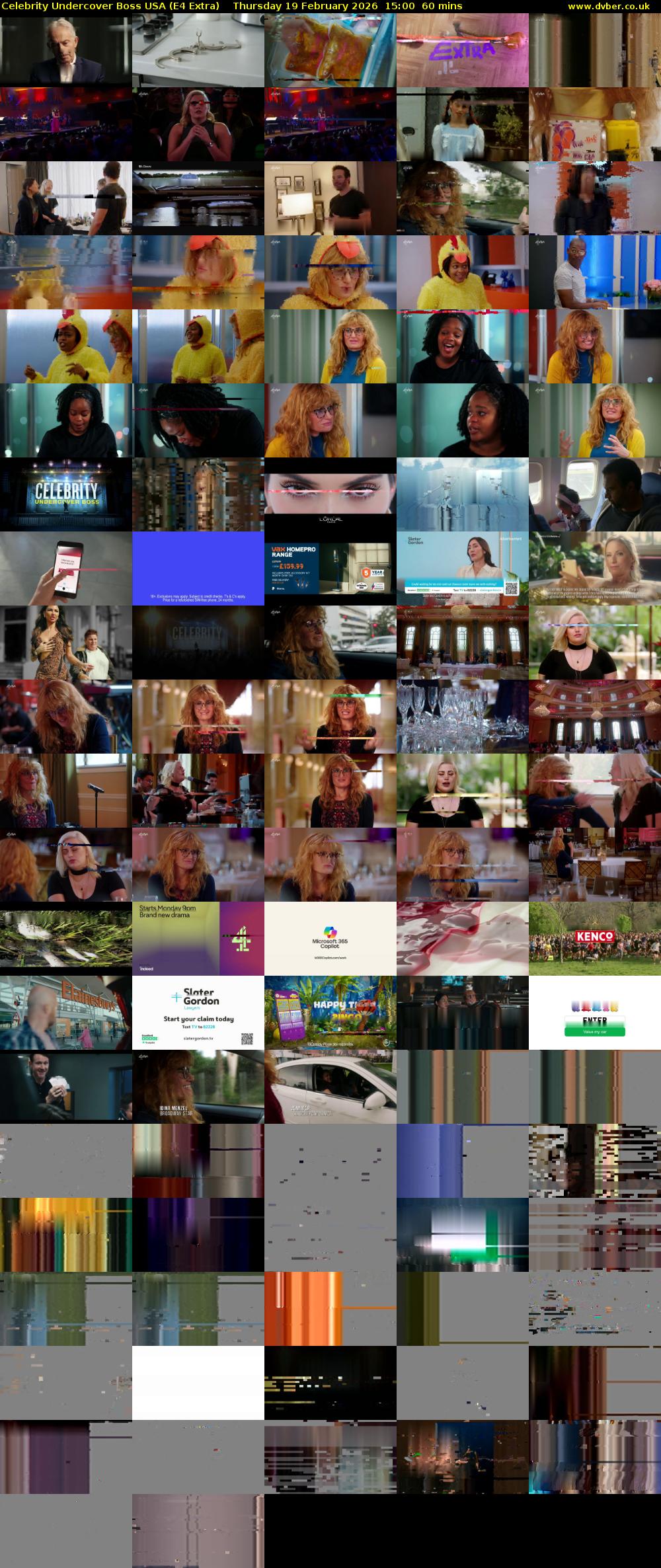 Celebrity Undercover Boss USA (E4 Extra) Thursday 19 February 2026 15:00 - 16:00