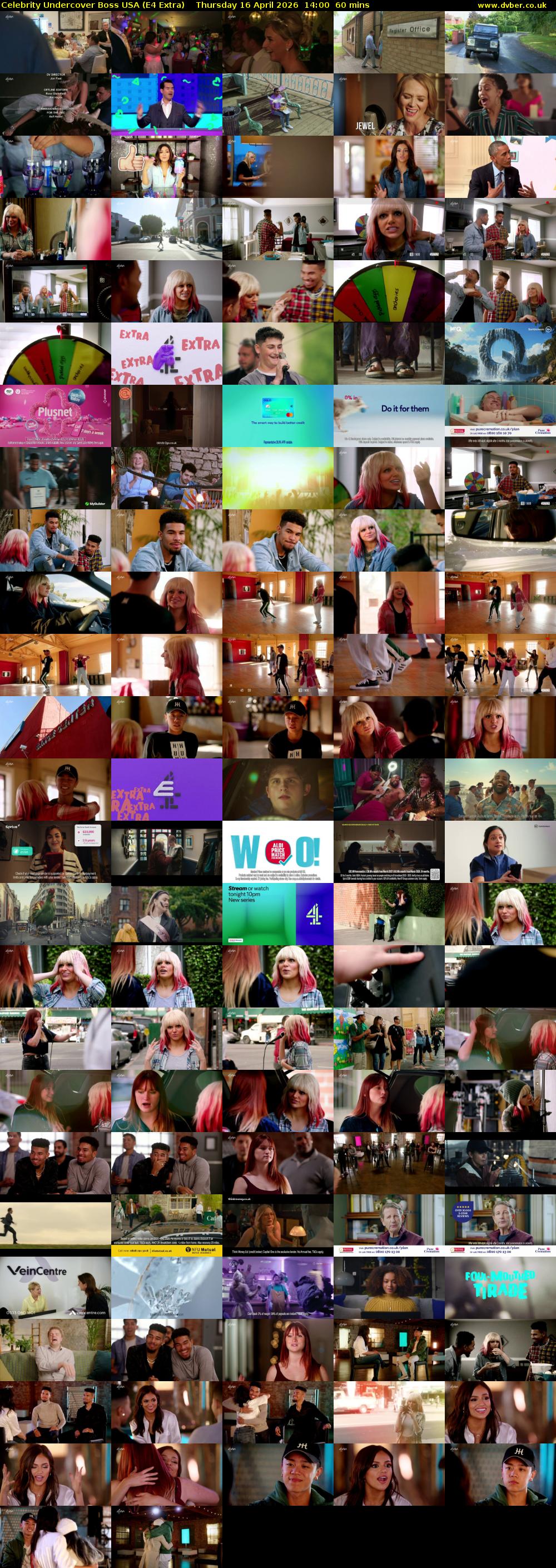 Celebrity Undercover Boss USA (E4 Extra) Thursday 16 April 2026 14:00 - 15:00