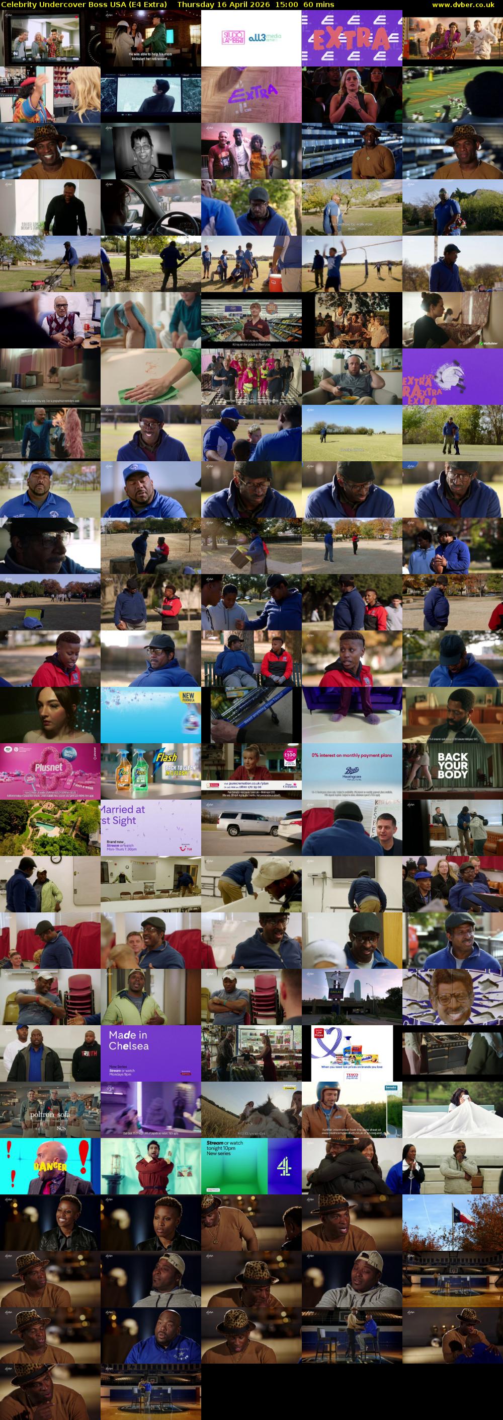 Celebrity Undercover Boss USA (E4 Extra) Thursday 16 April 2026 15:00 - 16:00