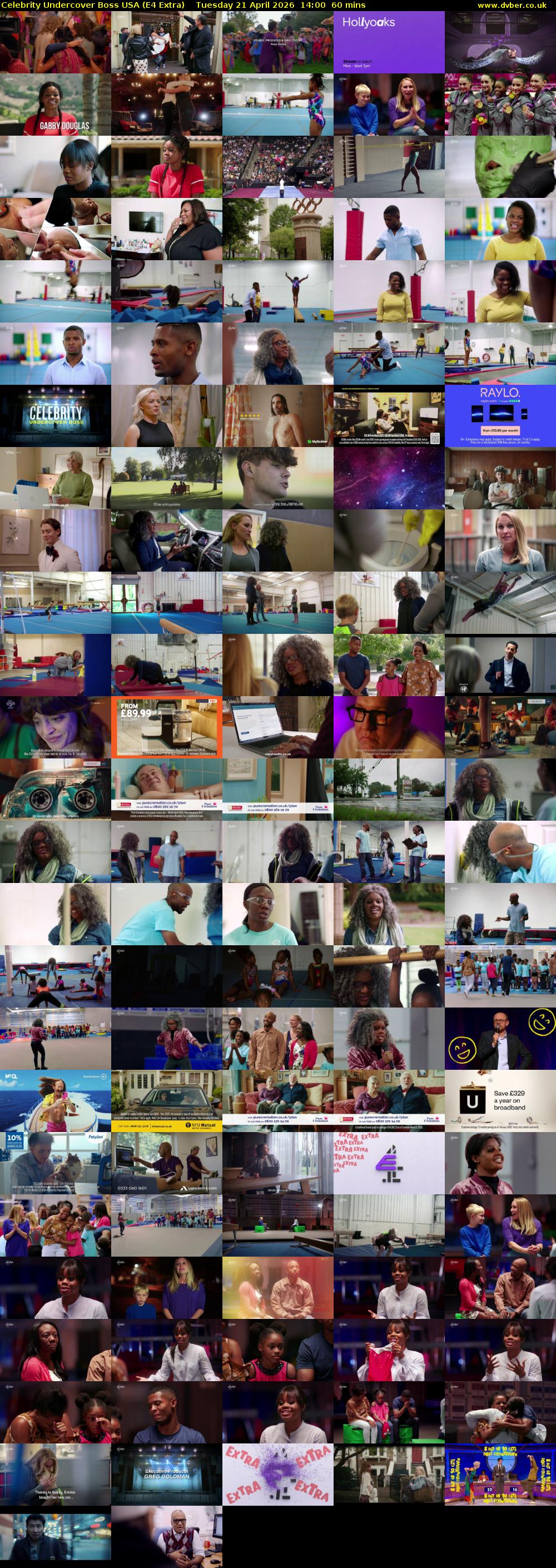 Celebrity Undercover Boss USA (E4 Extra) Tuesday 21 April 2026 14:00 - 15:00