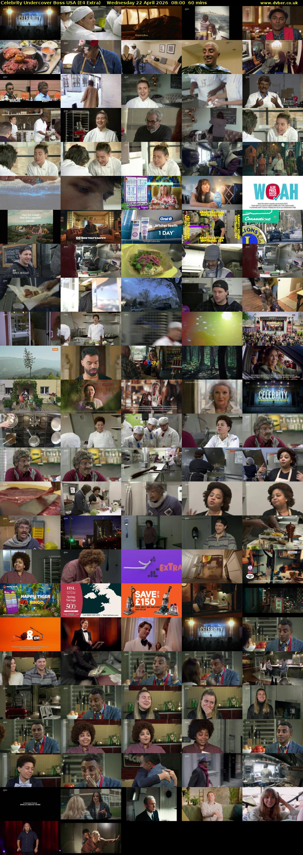 Celebrity Undercover Boss USA (E4 Extra) Wednesday 22 April 2026 08:00 - 09:00