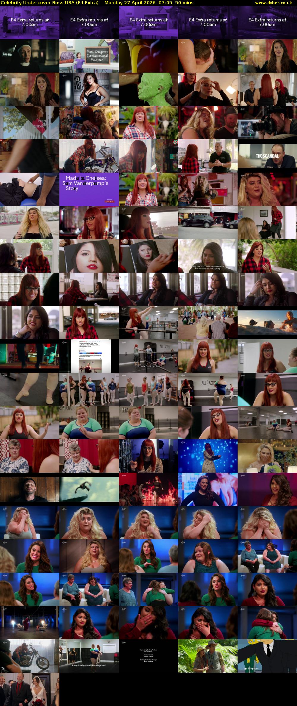 Celebrity Undercover Boss USA (E4 Extra) Monday 27 April 2026 07:05 - 07:55
