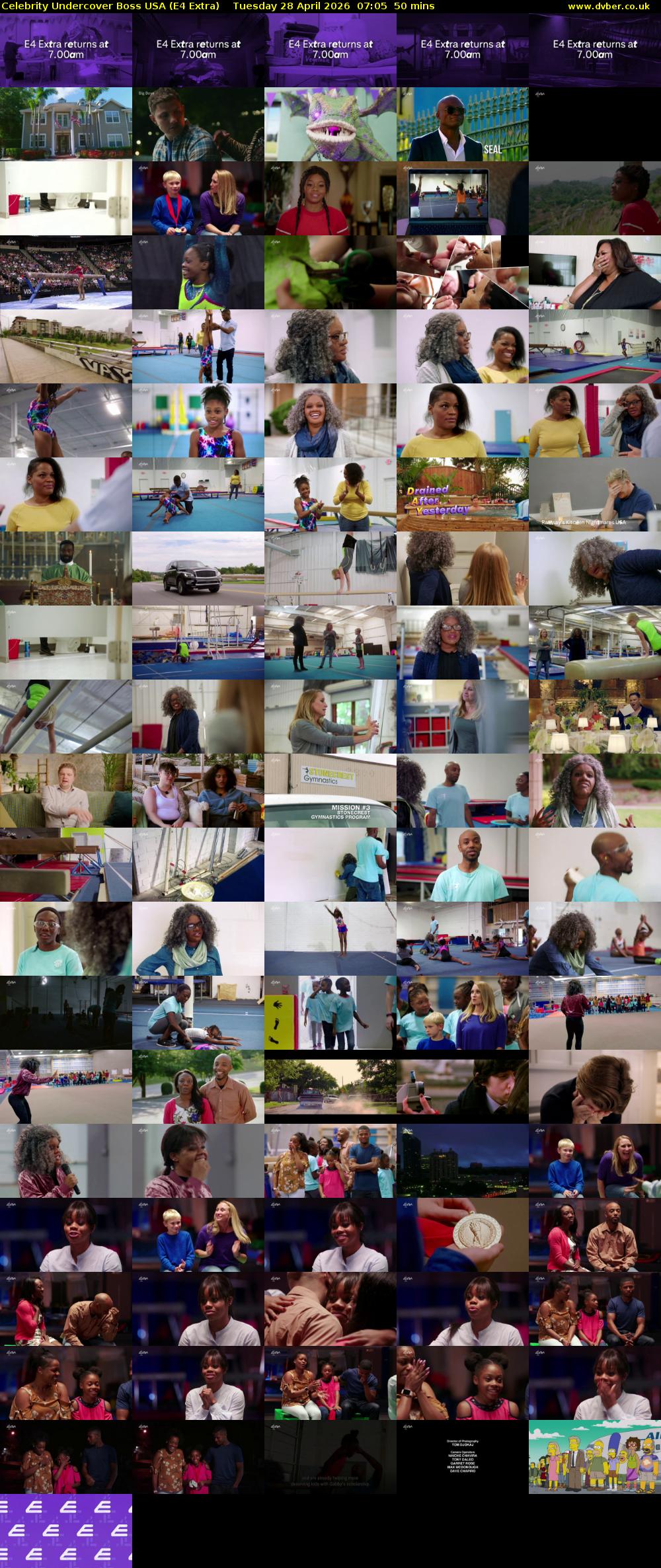 Celebrity Undercover Boss USA (E4 Extra) Tuesday 28 April 2026 07:05 - 07:55
