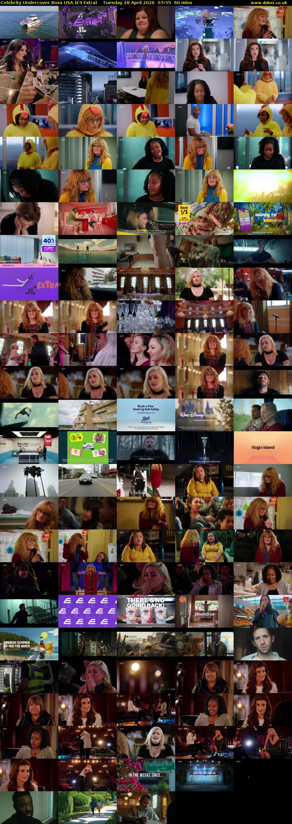 Celebrity Undercover Boss USA (E4 Extra) Tuesday 28 April 2026 07:55 - 08:55