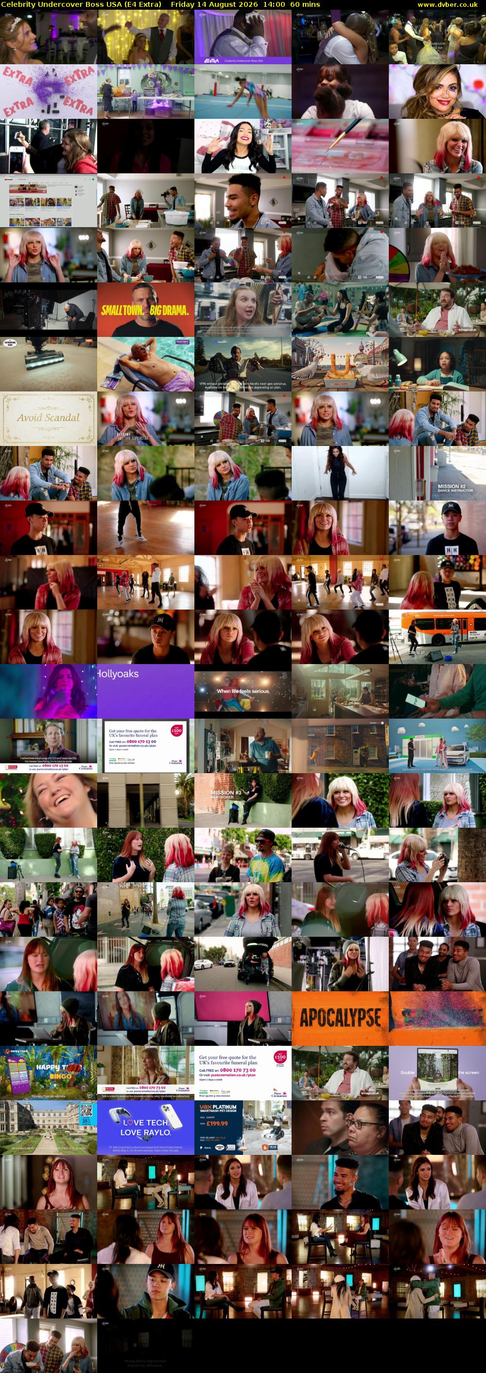 Celebrity Undercover Boss USA (E4 Extra) Friday 14 August 2026 14:00 - 15:00