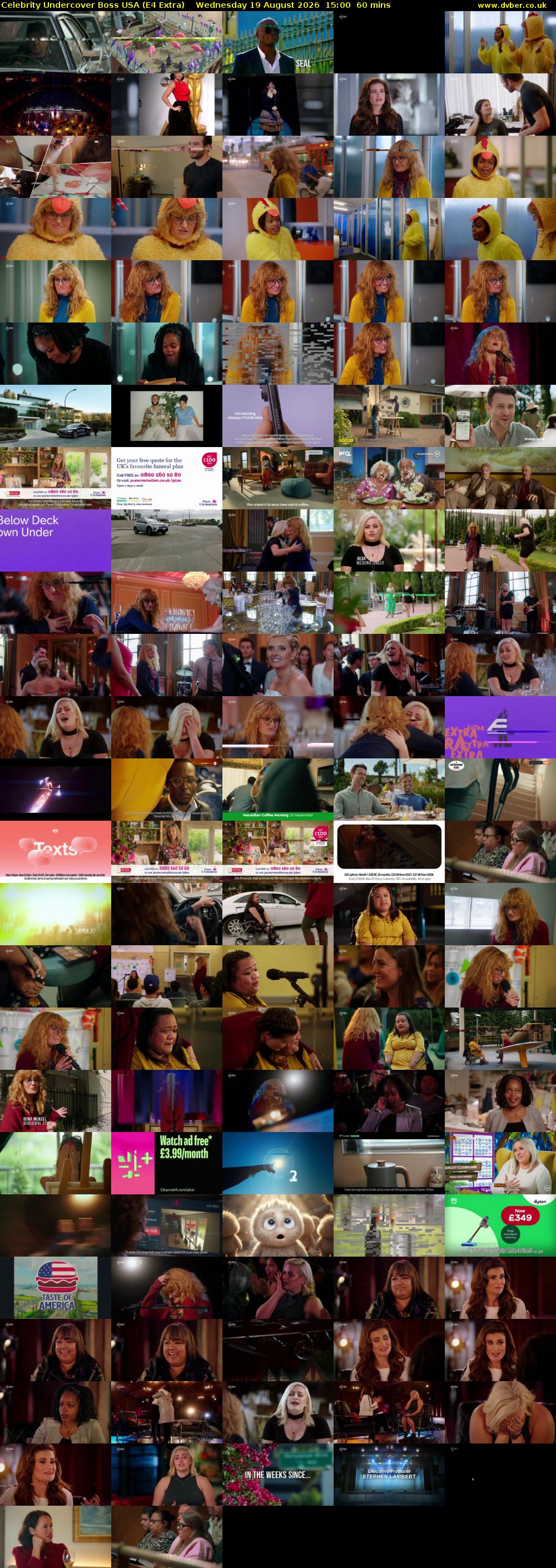 Celebrity Undercover Boss USA (E4 Extra) Wednesday 19 August 2026 15:00 - 16:00