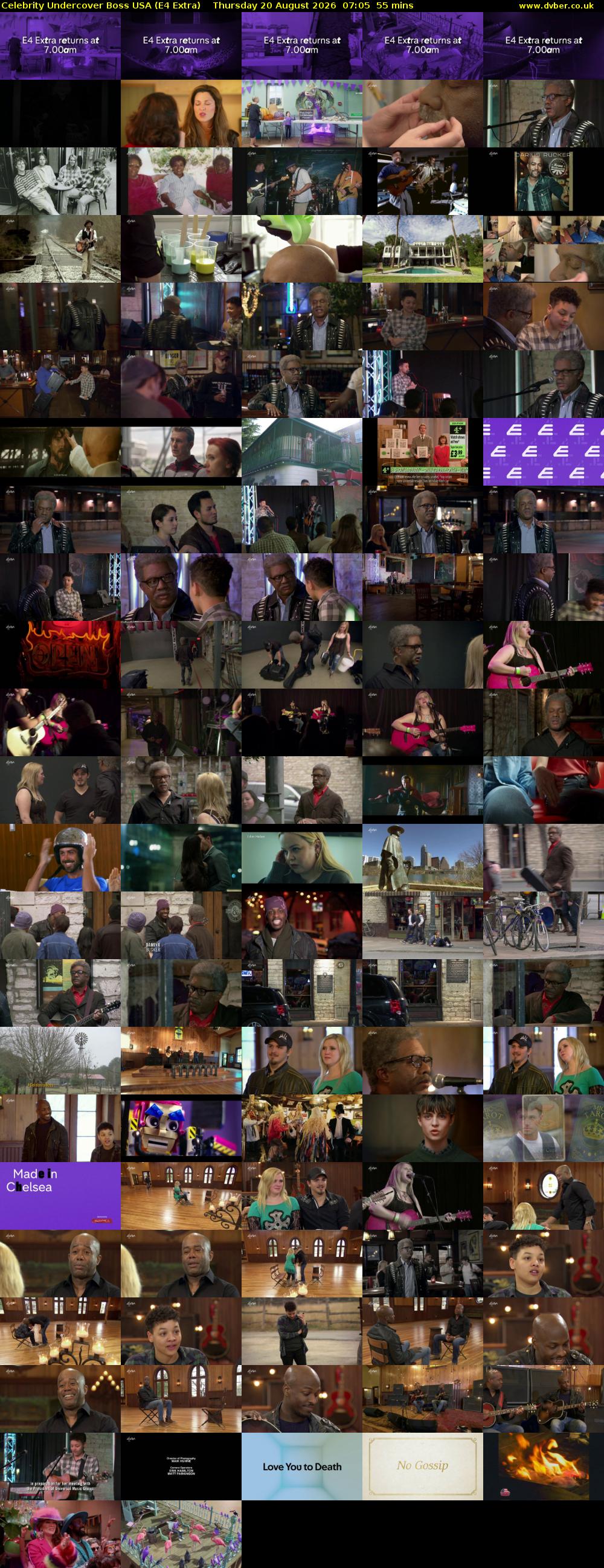 Celebrity Undercover Boss USA (E4 Extra) Thursday 20 August 2026 07:05 - 08:00
