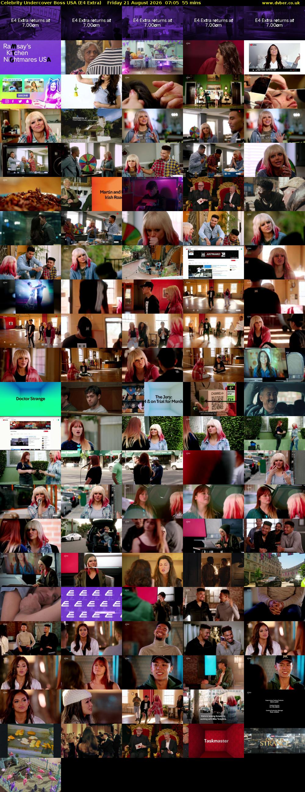 Celebrity Undercover Boss USA (E4 Extra) Friday 21 August 2026 07:05 - 08:00