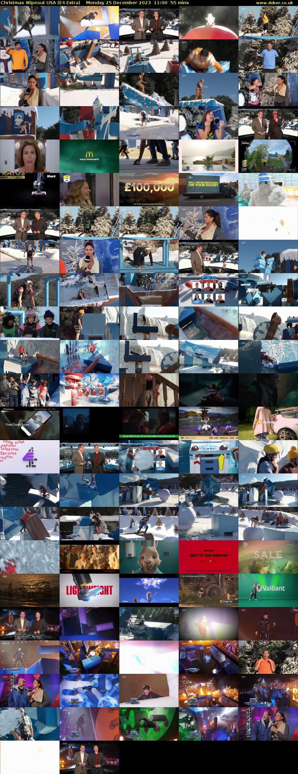 Christmas Wipeout USA (E4 Extra) Monday 25 December 2023 11:00 - 11:55