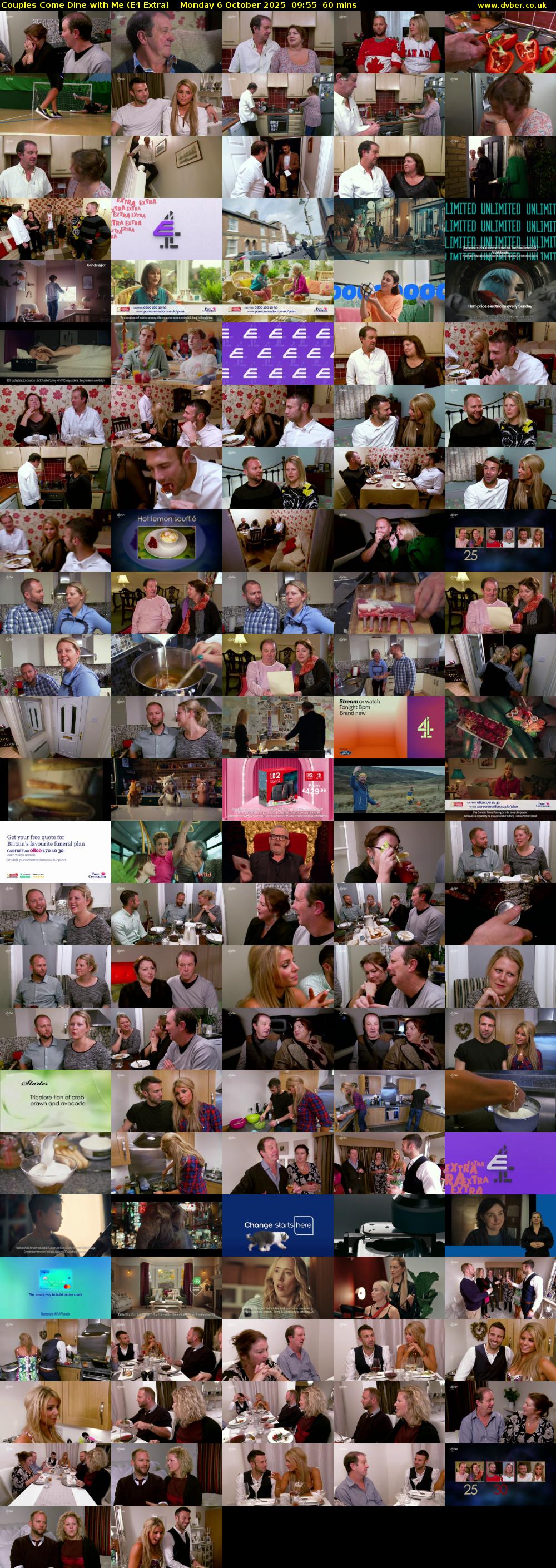 Couples Come Dine with Me (E4 Extra) Monday 6 October 2025 09:55 - 10:55