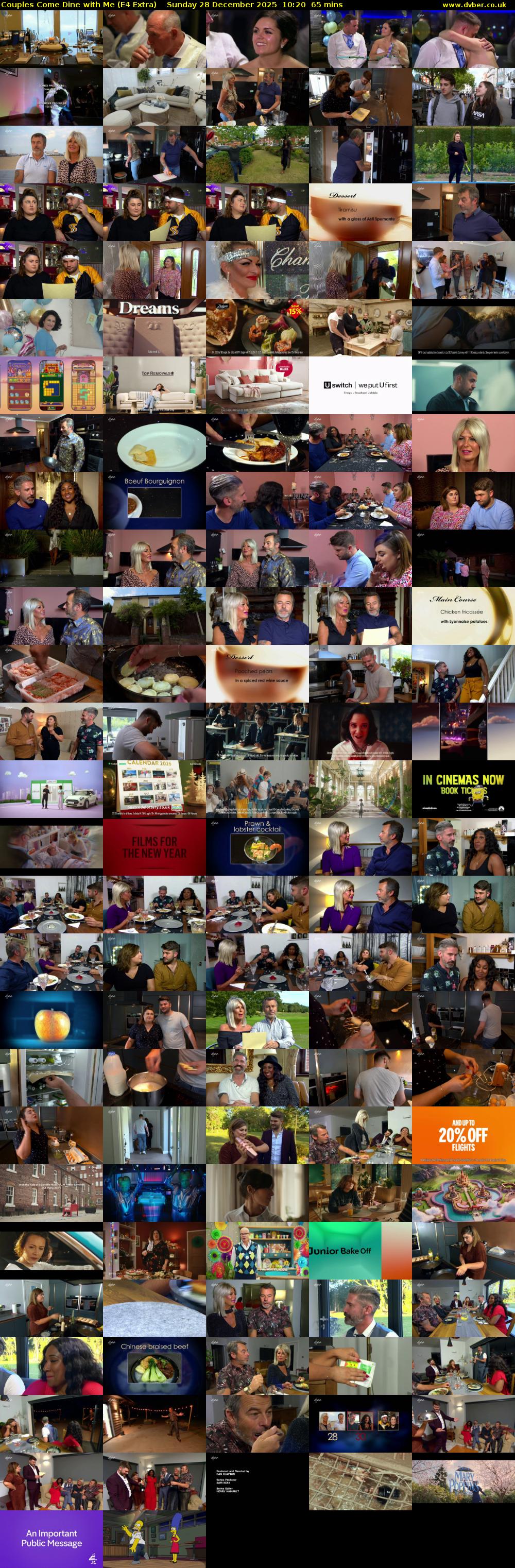 Couples Come Dine with Me (E4 Extra) Sunday 28 December 2025 10:20 - 11:25