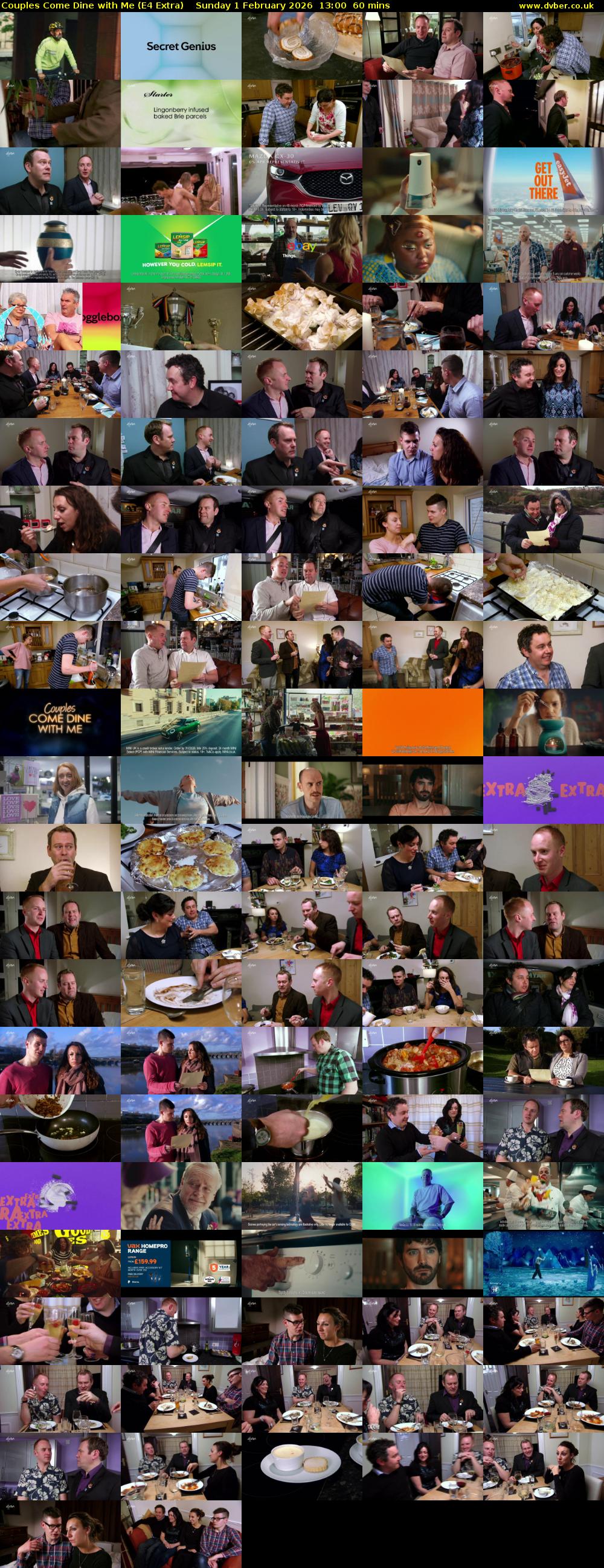 Couples Come Dine with Me (E4 Extra) Sunday 1 February 2026 13:00 - 14:00