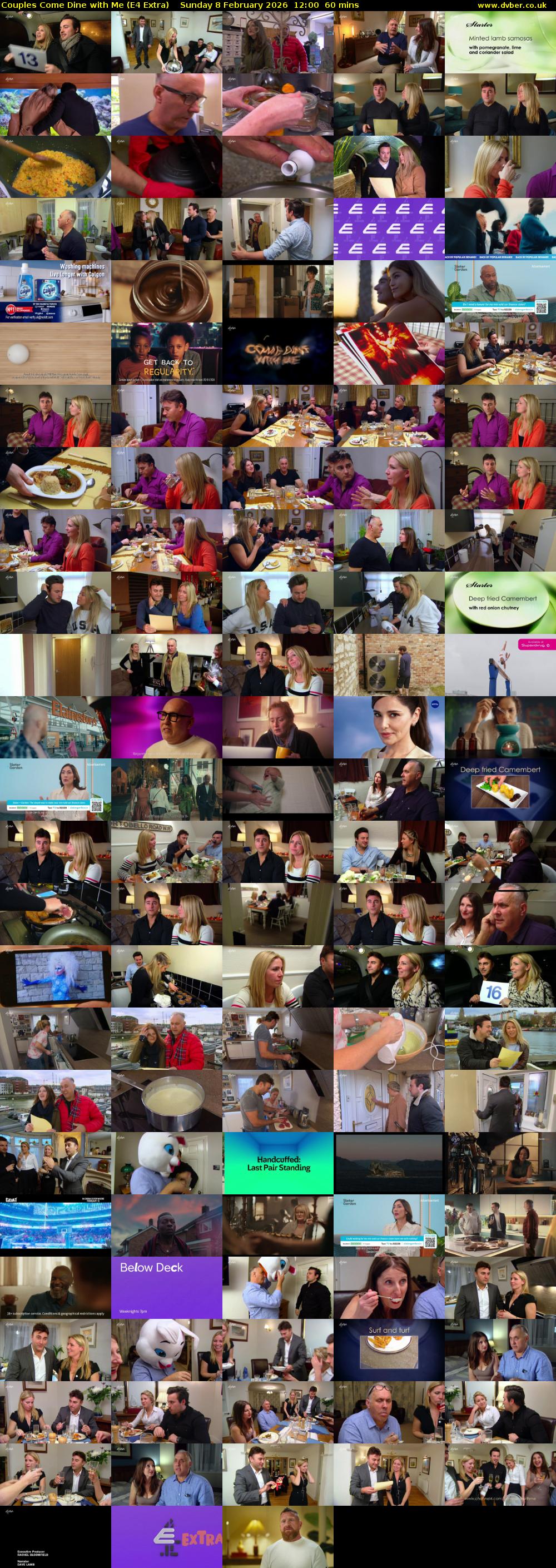 Couples Come Dine with Me (E4 Extra) Sunday 8 February 2026 12:00 - 13:00