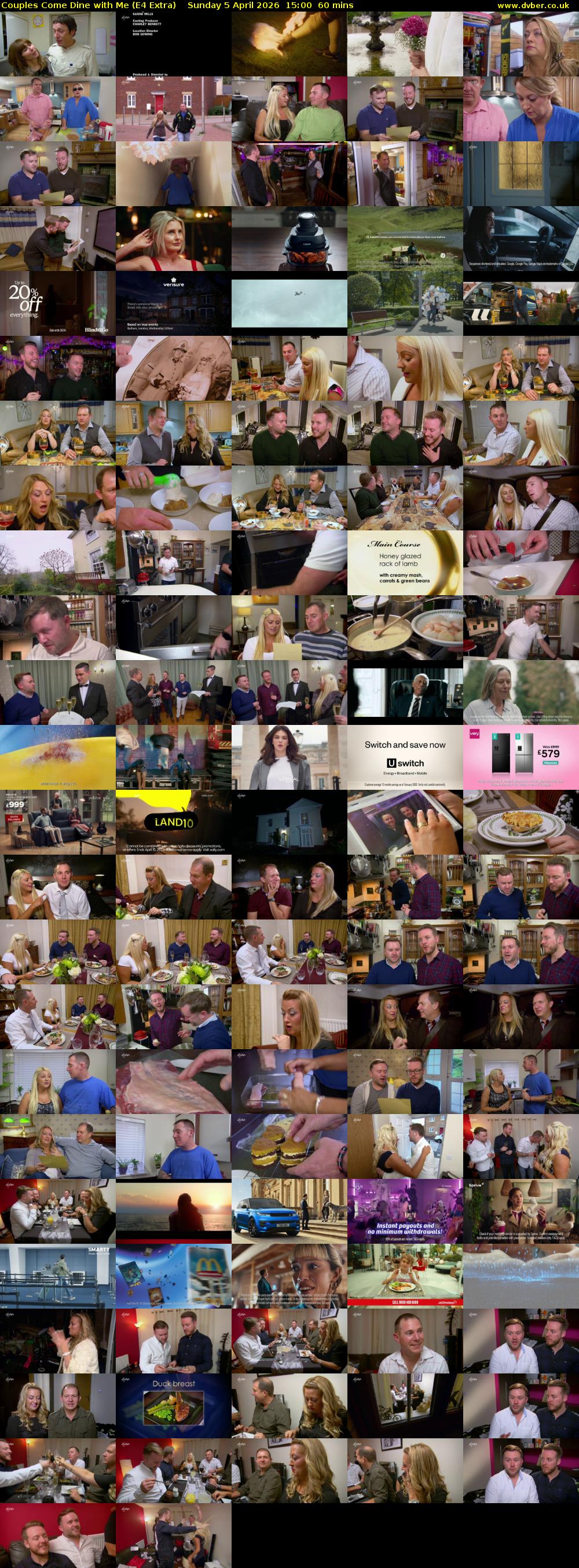 Couples Come Dine with Me (E4 Extra) Sunday 5 April 2026 15:00 - 16:00