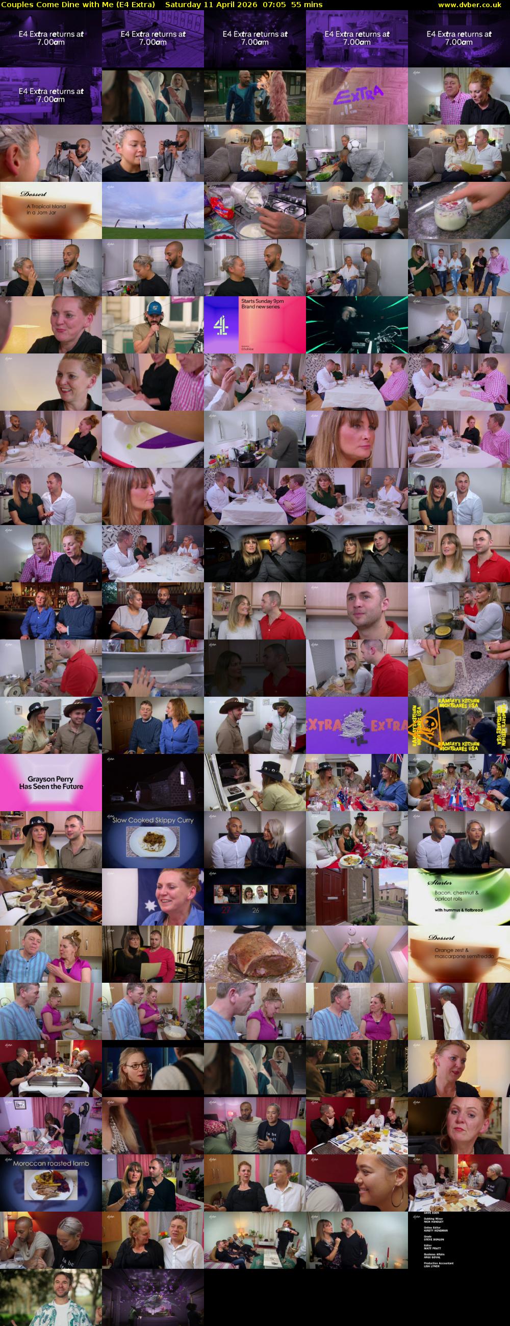 Couples Come Dine with Me (E4 Extra) Saturday 11 April 2026 07:05 - 08:00