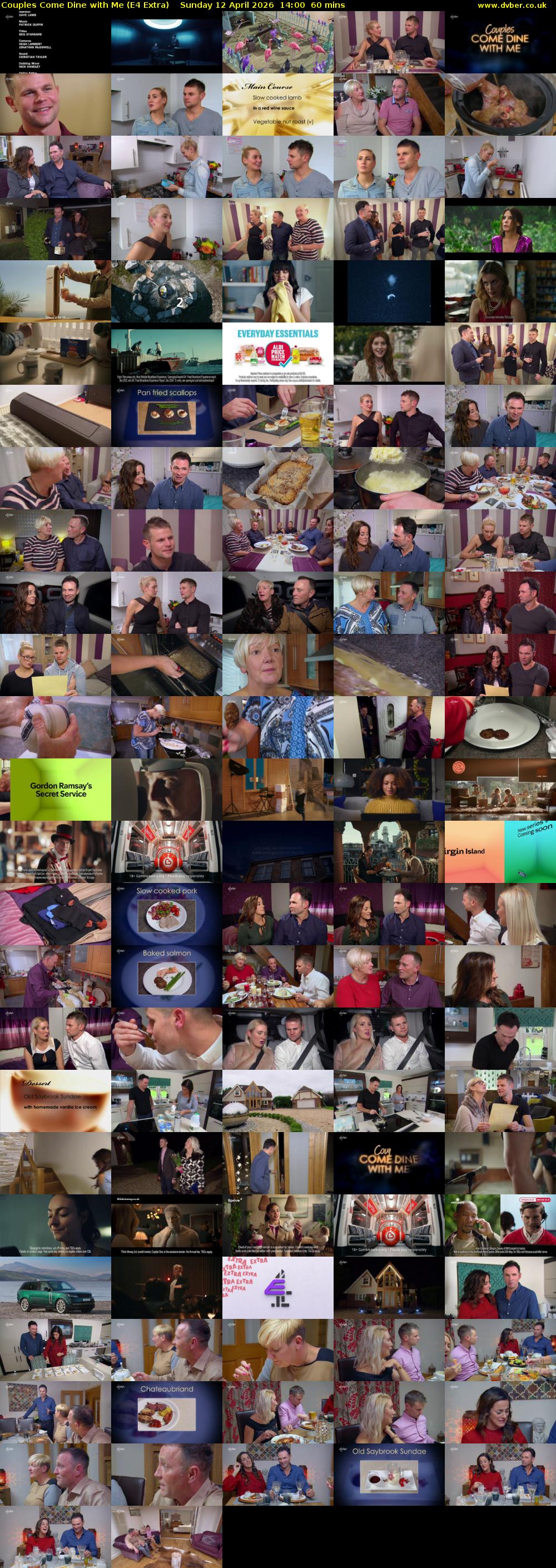 Couples Come Dine with Me (E4 Extra) Sunday 12 April 2026 14:00 - 15:00