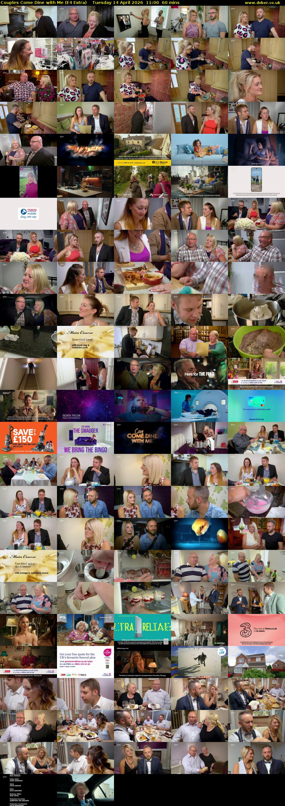 Couples Come Dine with Me (E4 Extra) Tuesday 14 April 2026 11:00 - 12:00