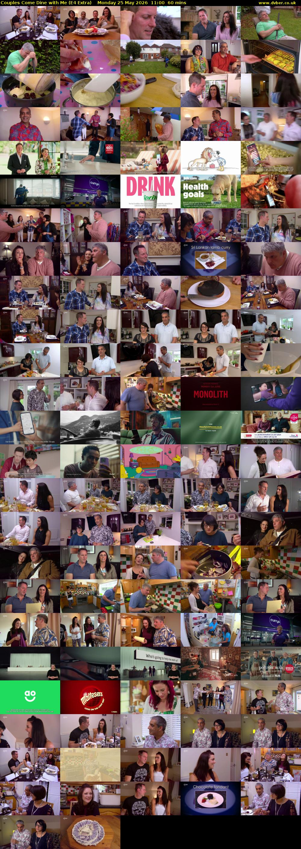 Couples Come Dine with Me (E4 Extra) Monday 25 May 2026 11:00 - 12:00