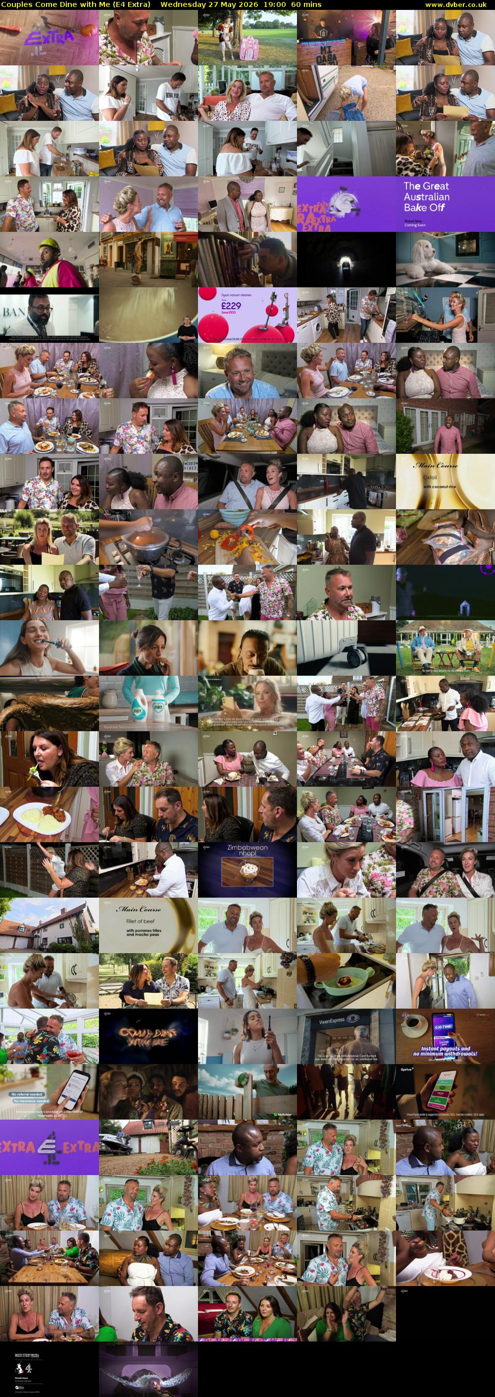 Couples Come Dine with Me (E4 Extra) Wednesday 27 May 2026 19:00 - 20:00