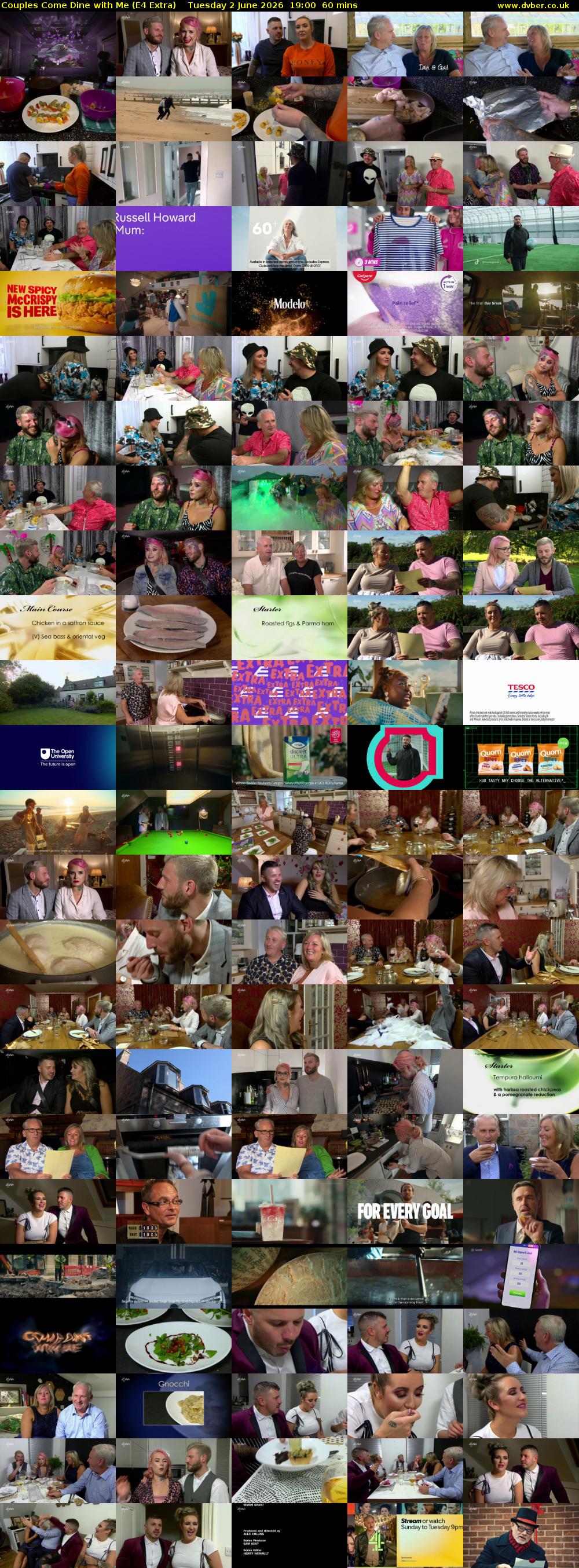 Couples Come Dine with Me (E4 Extra) Tuesday 2 June 2026 19:00 - 20:00