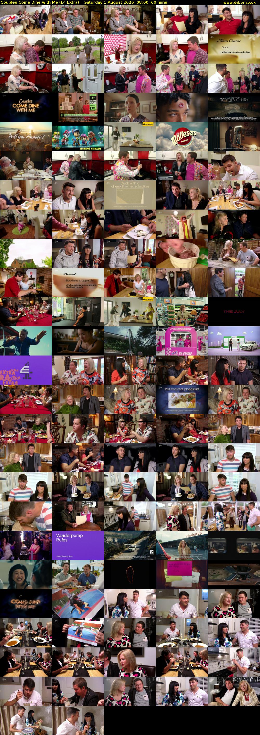 Couples Come Dine with Me (E4 Extra) Saturday 1 August 2026 08:00 - 09:00