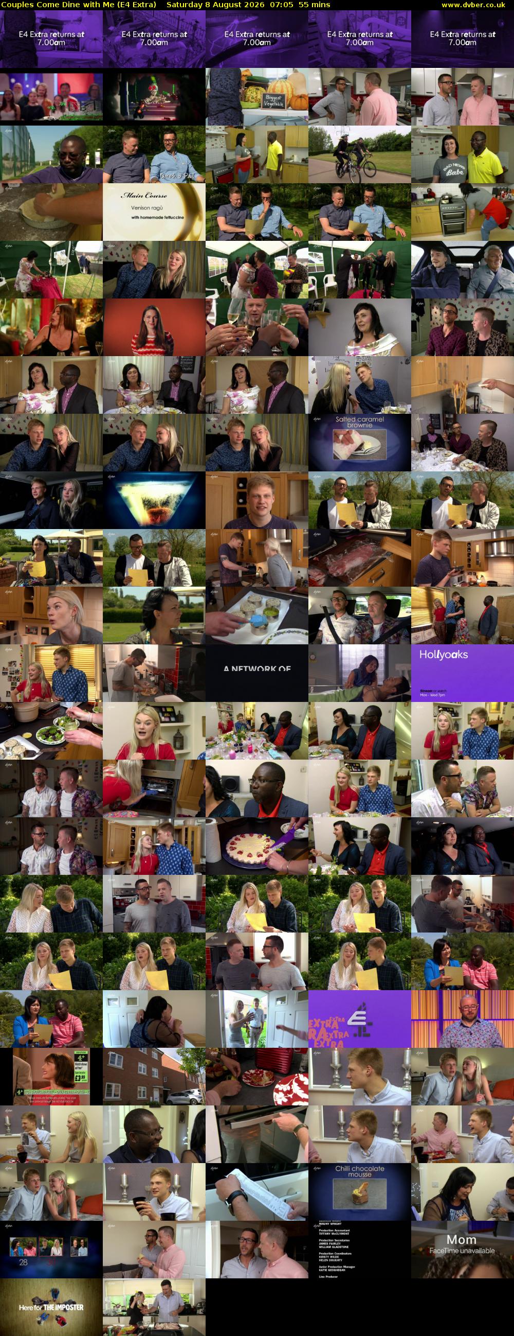Couples Come Dine with Me (E4 Extra) Saturday 8 August 2026 07:05 - 08:00