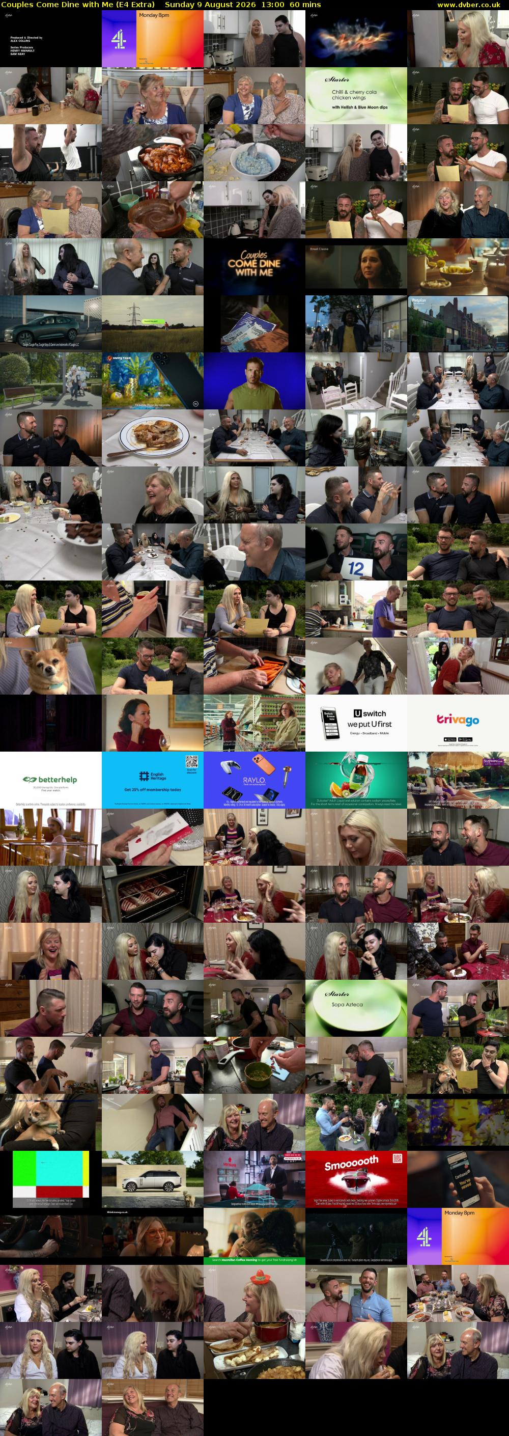 Couples Come Dine with Me (E4 Extra) Sunday 9 August 2026 13:00 - 14:00