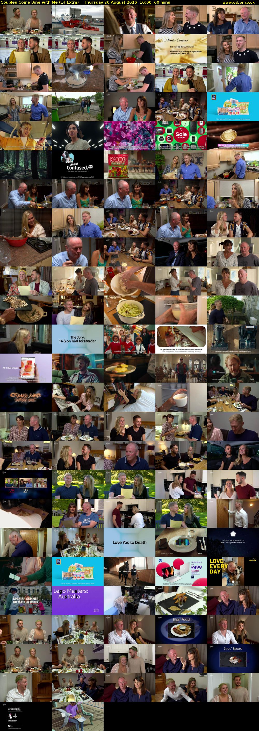 Couples Come Dine with Me (E4 Extra) Thursday 20 August 2026 10:00 - 11:00