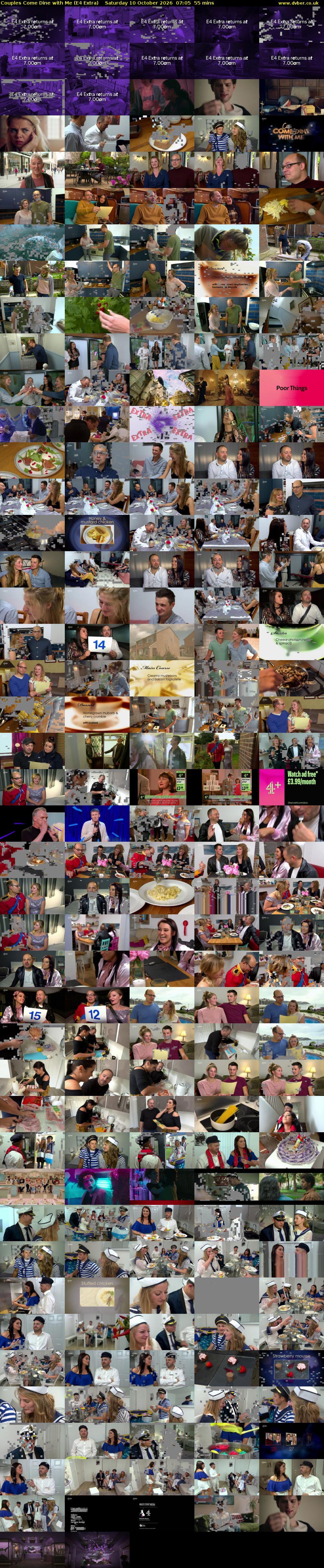 Couples Come Dine with Me (E4 Extra) Saturday 10 October 2026 07:05 - 08:00