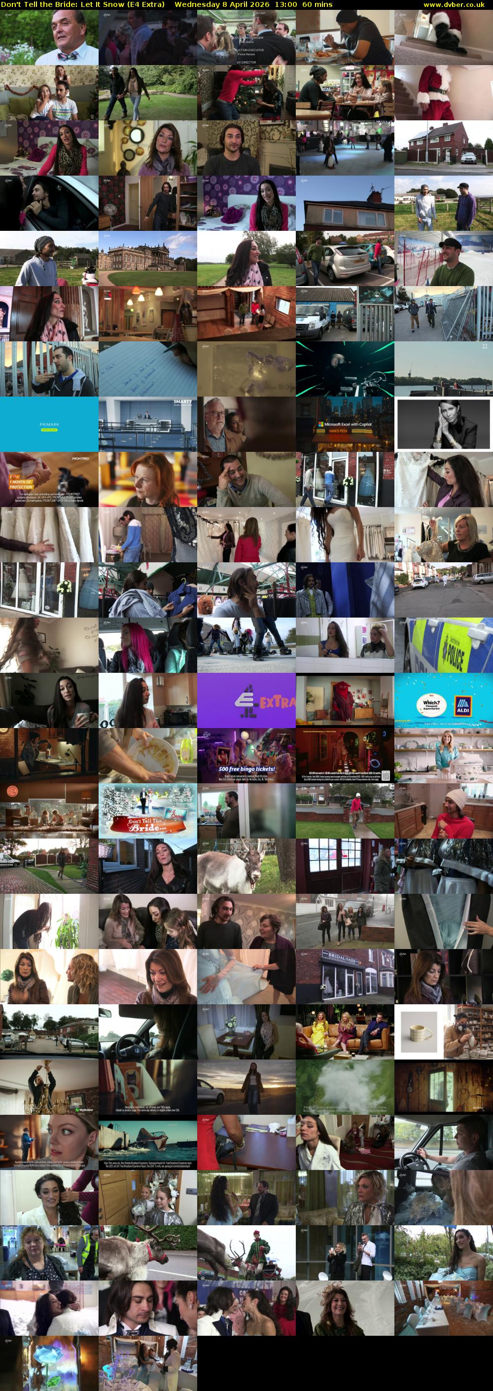 Don't Tell the Bride: Let It Snow (E4 Extra) Wednesday 8 April 2026 13:00 - 14:00