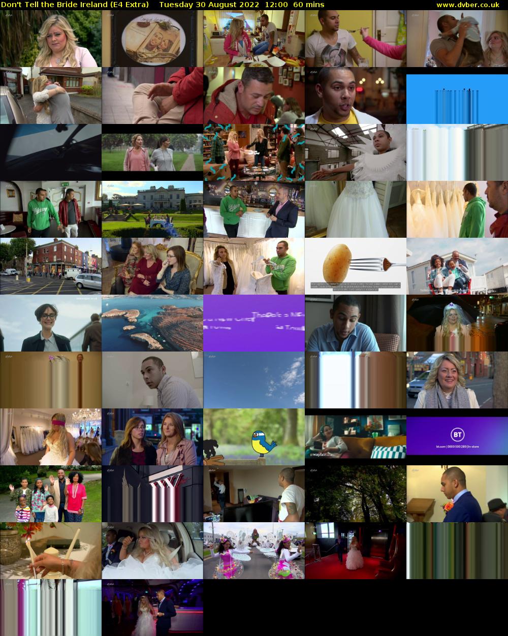 Don't Tell the Bride Ireland (E4 Extra) Tuesday 30 August 2022 12:00 - 13:00