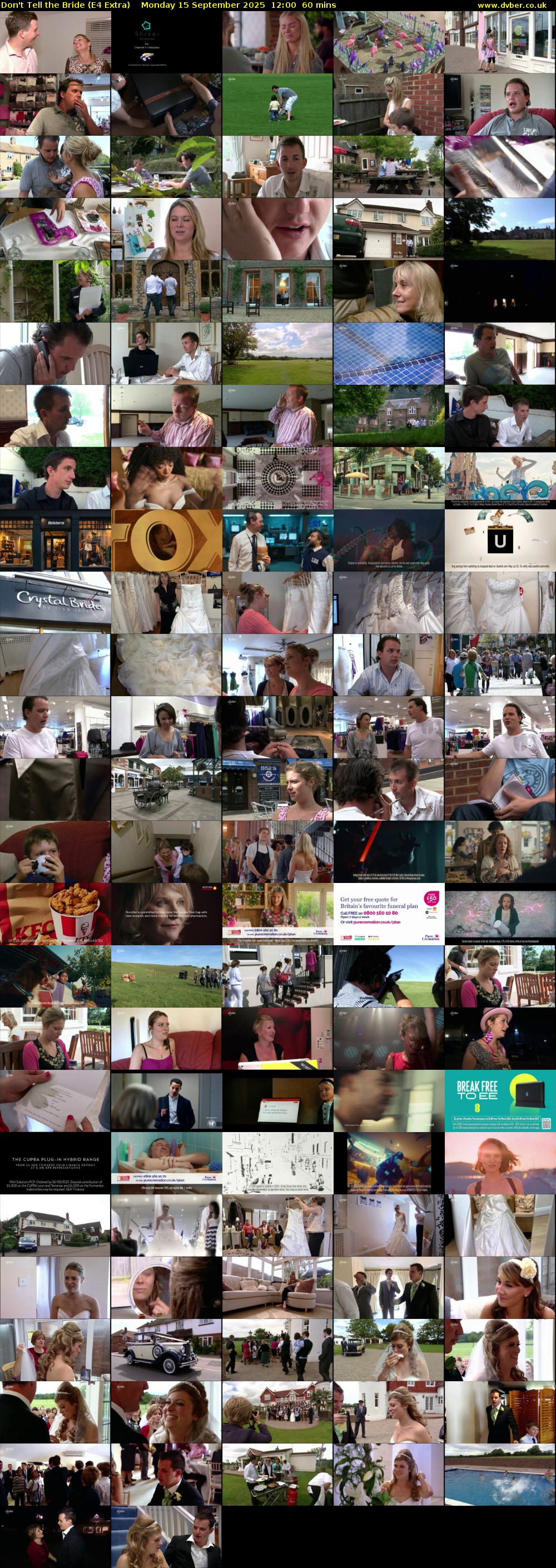 Don't Tell the Bride (E4 Extra) Monday 15 September 2025 12:00 - 13:00
