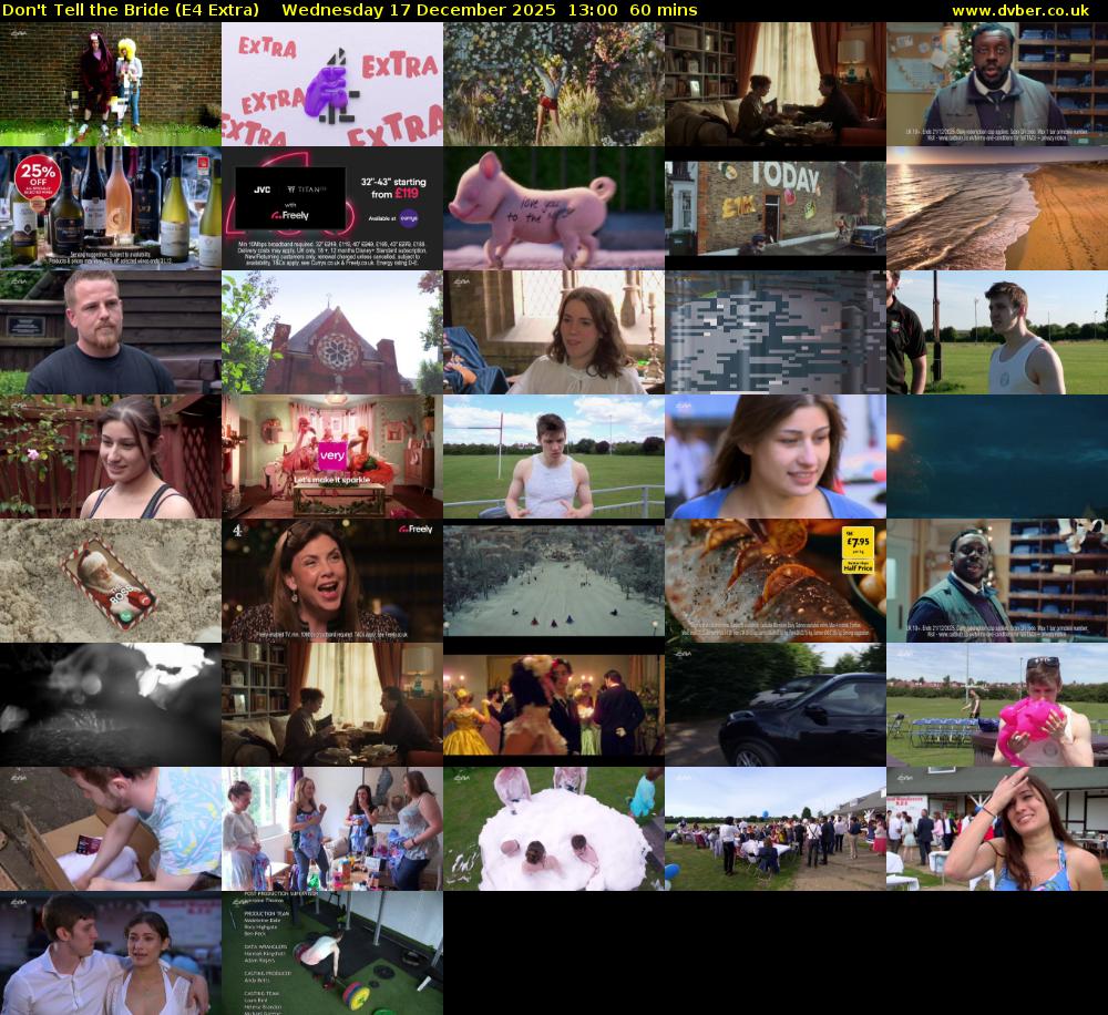 Don't Tell the Bride (E4 Extra) Wednesday 17 December 2025 13:00 - 14:00