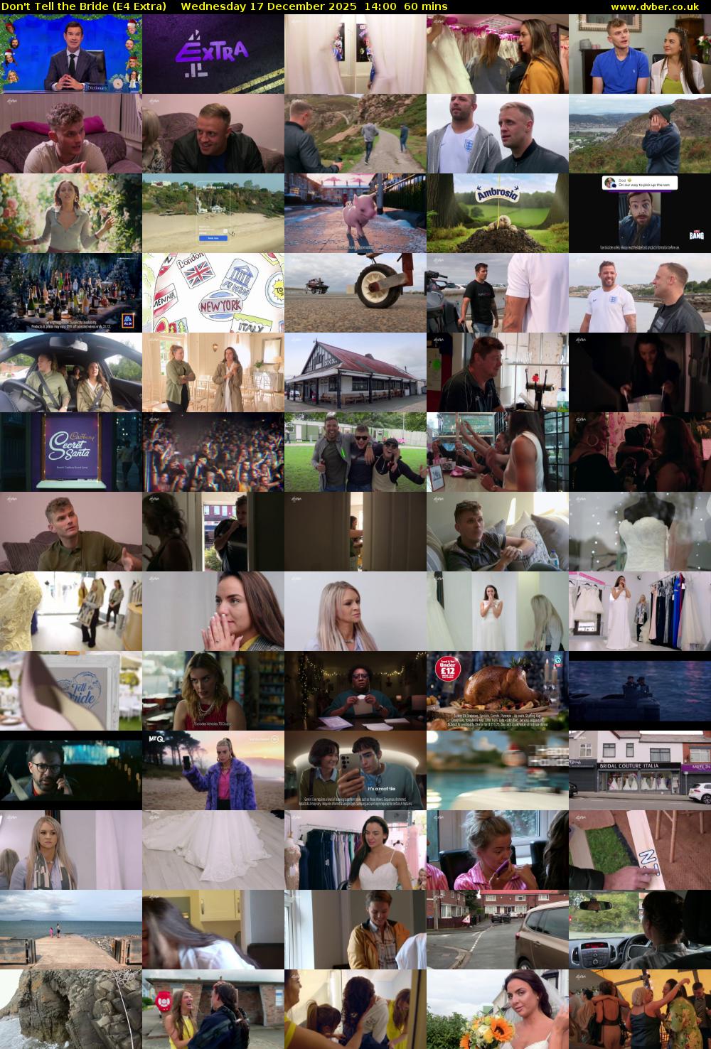 Don't Tell the Bride (E4 Extra) Wednesday 17 December 2025 14:00 - 15:00