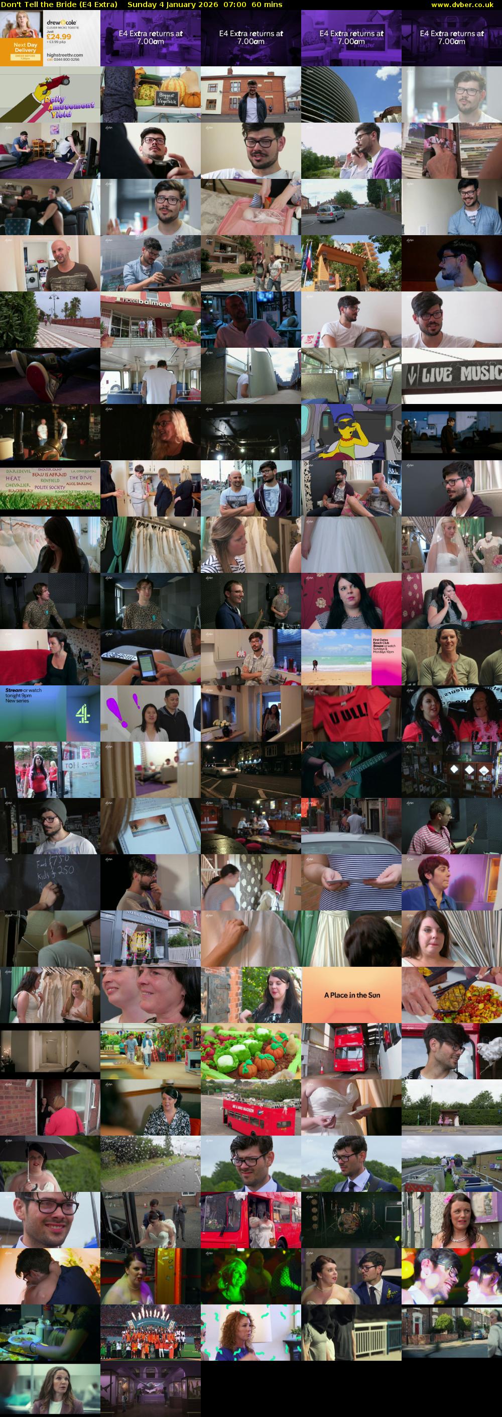 Don't Tell the Bride (E4 Extra) Sunday 4 January 2026 07:00 - 08:00