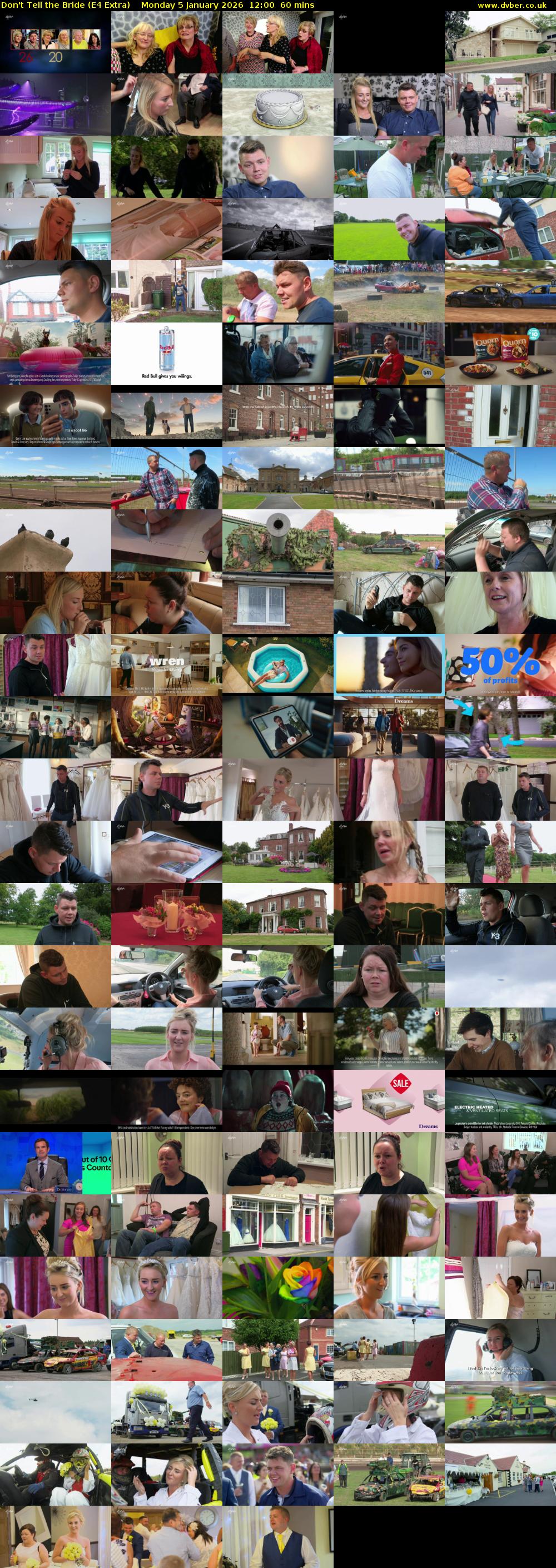 Don't Tell the Bride (E4 Extra) Monday 5 January 2026 12:00 - 13:00