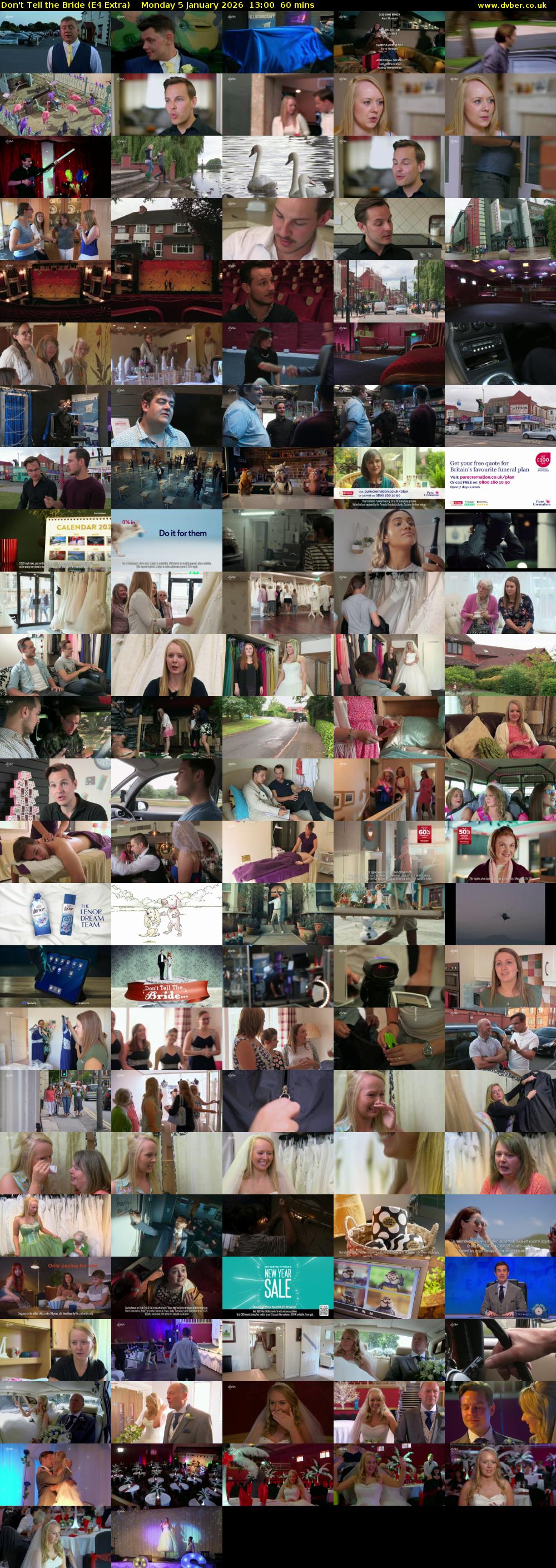 Don't Tell the Bride (E4 Extra) Monday 5 January 2026 13:00 - 14:00