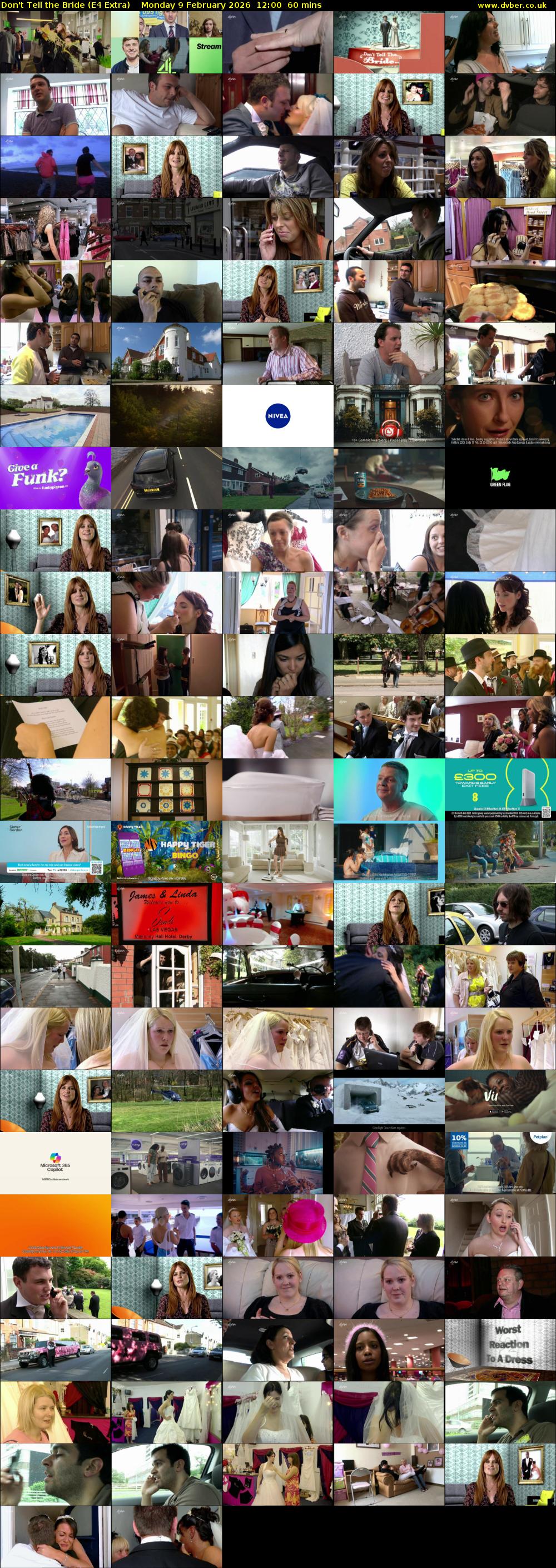 Don't Tell the Bride (E4 Extra) Monday 9 February 2026 12:00 - 13:00