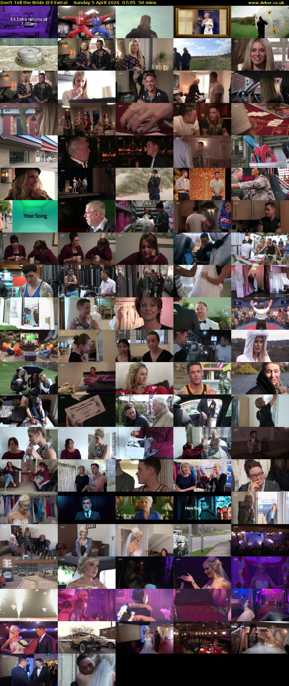 Don't Tell the Bride (E4 Extra) Sunday 5 April 2026 07:05 - 07:55