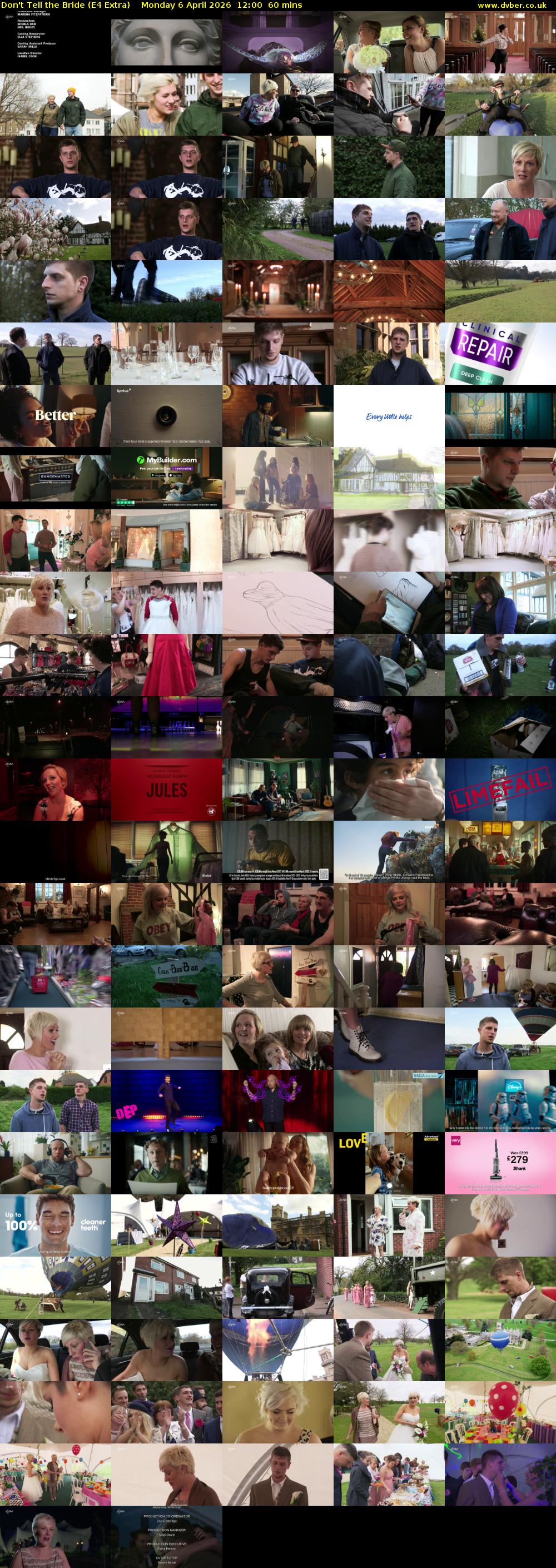 Don't Tell the Bride (E4 Extra) Monday 6 April 2026 12:00 - 13:00