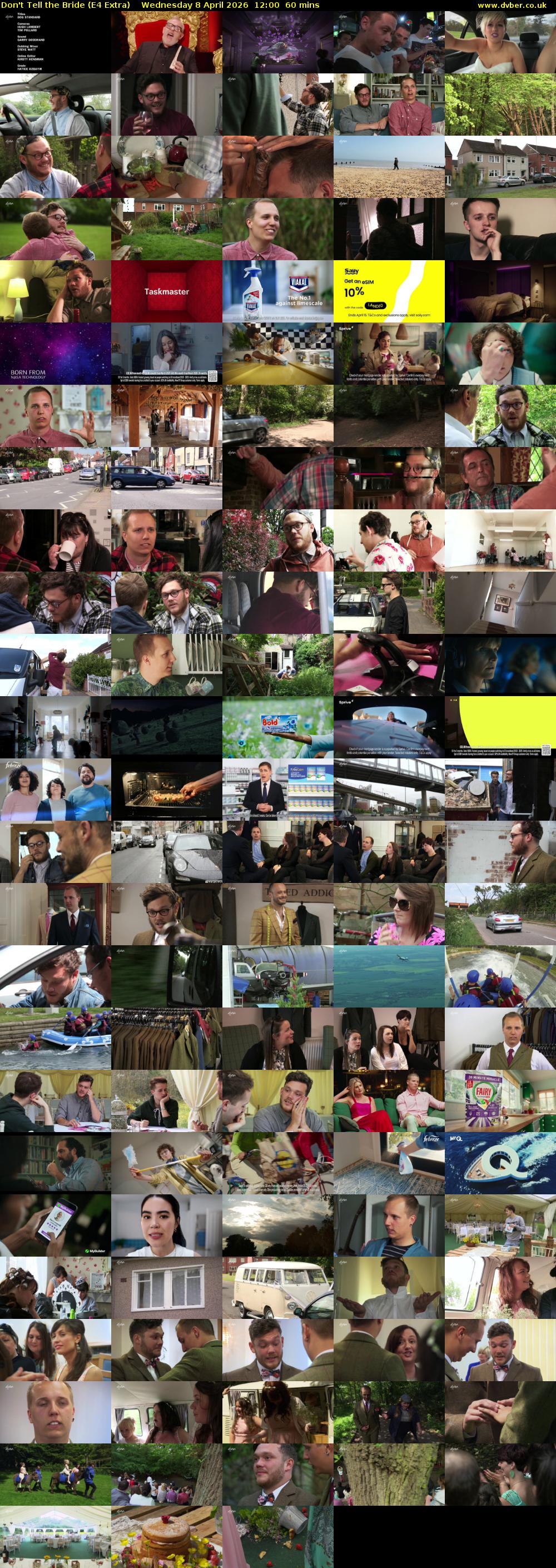 Don't Tell the Bride (E4 Extra) Wednesday 8 April 2026 12:00 - 13:00