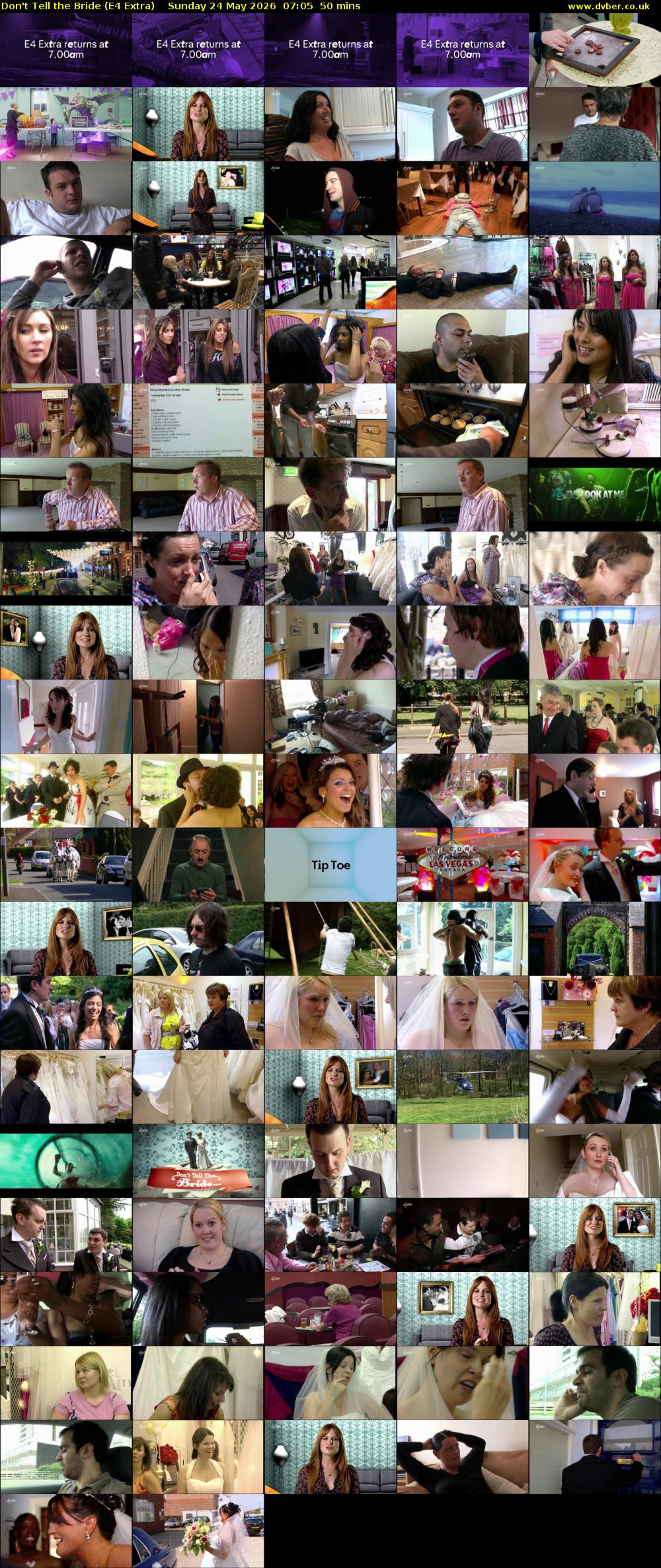 Don't Tell the Bride (E4 Extra) Sunday 24 May 2026 07:05 - 07:55